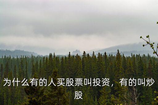 為什么有的人買股票叫投資，有的叫炒股