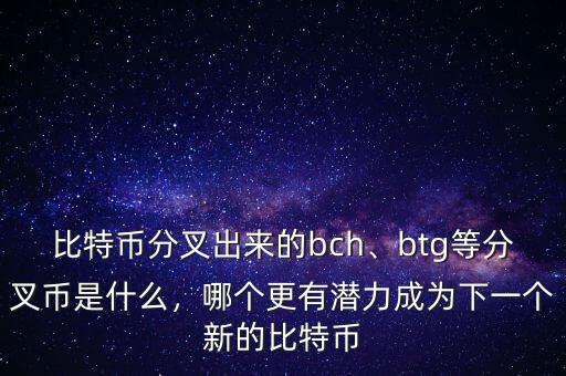 比特幣分叉出來的bch、btg等分叉幣是什么，哪個更有潛力成為下一個新的比特幣