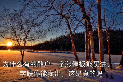 為什么有的散戶一字漲停板能買進(jìn)，一字跌停能賣出，這是真的嗎