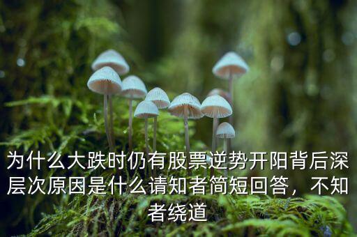為什么大跌時(shí)仍有股票逆勢(shì)開(kāi)陽(yáng)背后深層次原因是什么請(qǐng)知者簡(jiǎn)短回答，不知者繞道