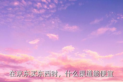 在京東買東西時，什么渠道能便宜
