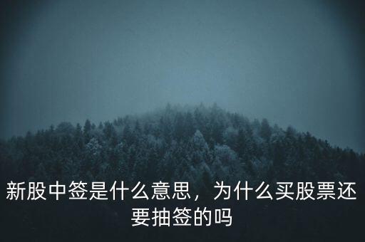 新股中簽是什么意思，為什么買股票還要抽簽的嗎