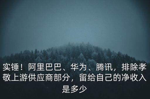 實錘！阿里巴巴、華為、騰訊，排除孝敬上游供應商部分，留給自己的凈收入是多少