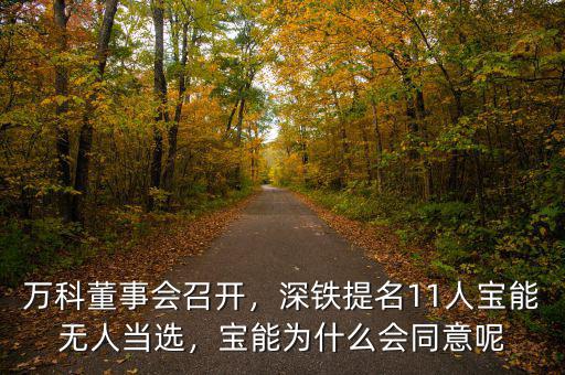 萬科董事會(huì)召開，深鐵提名11人寶能無人當(dāng)選，寶能為什么會(huì)同意呢