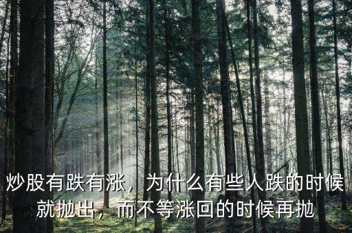 炒股有跌有漲，為什么有些人跌的時(shí)候就拋出，而不等漲回的時(shí)候再拋