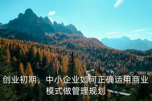 創(chuàng)業(yè)初期，中小企業(yè)如何正確運(yùn)用商業(yè)模式做管理規(guī)劃