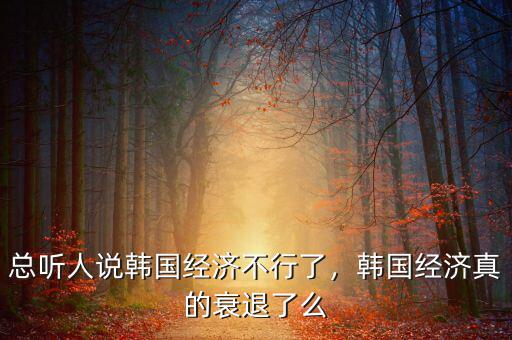 總聽人說韓國經(jīng)濟(jì)不行了，韓國經(jīng)濟(jì)真的衰退了么