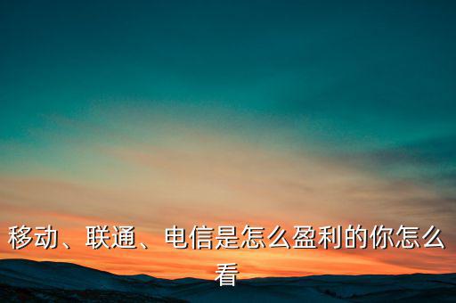 移動(dòng)、聯(lián)通、電信是怎么盈利的你怎么看