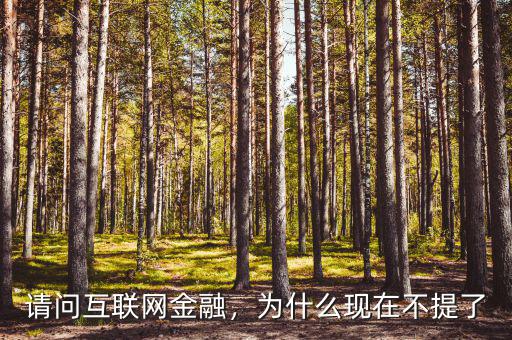 請問互聯(lián)網(wǎng)金融，為什么現(xiàn)在不提了