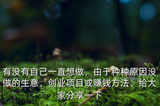 有沒有自己一直想做，由于種種原因沒做的生意、創(chuàng)業(yè)項目或賺錢方法、給大家分享一下