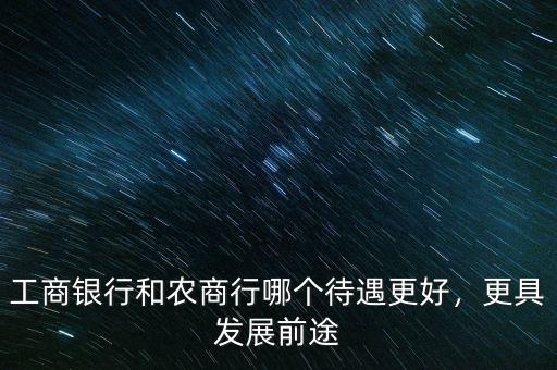 工商銀行和農(nóng)商行哪個待遇更好，更具發(fā)展前途