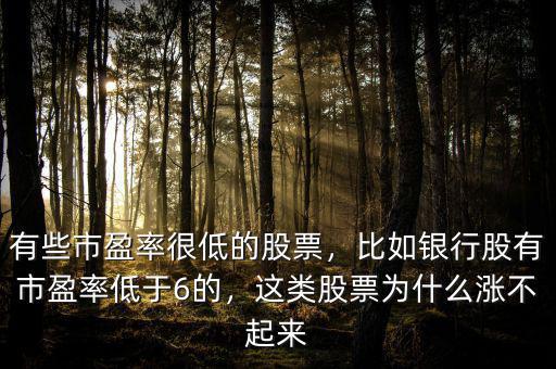 有些市盈率很低的股票，比如銀行股有市盈率低于6的，這類股票為什么漲不起來