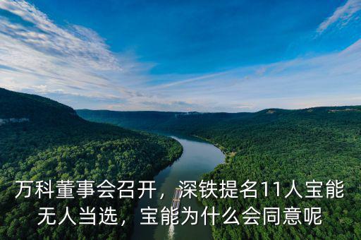 萬科董事會召開，深鐵提名11人寶能無人當(dāng)選，寶能為什么會同意呢