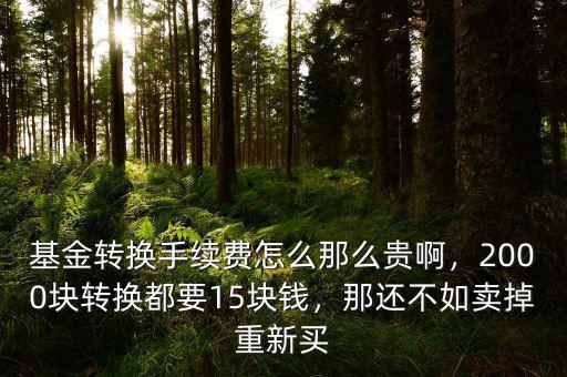 基金轉(zhuǎn)換手續(xù)費(fèi)怎么那么貴啊，2000塊轉(zhuǎn)換都要15塊錢，那還不如賣掉重新買