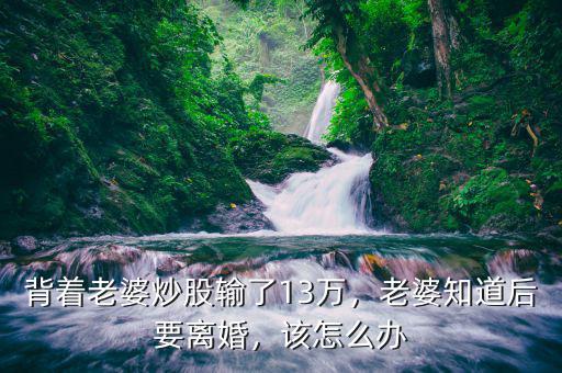 背著老婆炒股輸了13萬，老婆知道后要離婚，該怎么辦