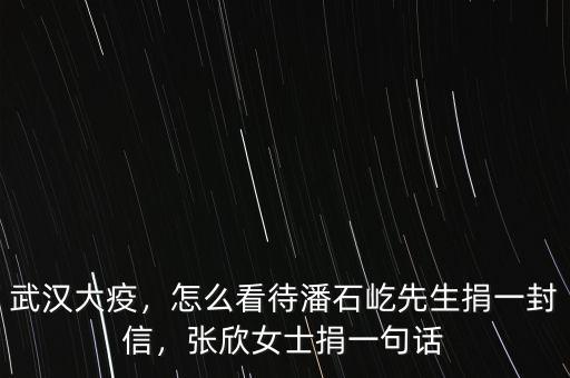武漢大疫，怎么看待潘石屹先生捐一封信，張欣女士捐一句話