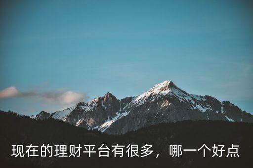 現(xiàn)在的理財平臺有很多，哪一個好點