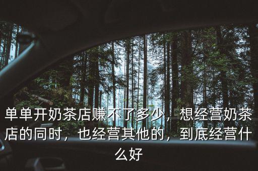 單單開奶茶店賺不了多少，想經營奶茶店的同時，也經營其他的，到底經營什么好