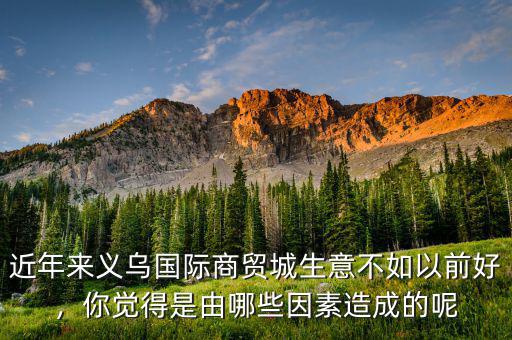 近年來義烏國際商貿(mào)城生意不如以前好，你覺得是由哪些因素造成的呢