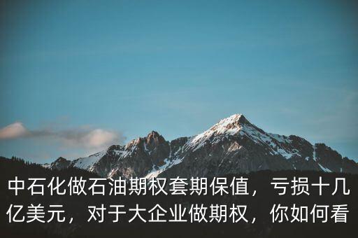 中石化做石油期權(quán)套期保值，虧損十幾億美元，對于大企業(yè)做期權(quán)，你如何看