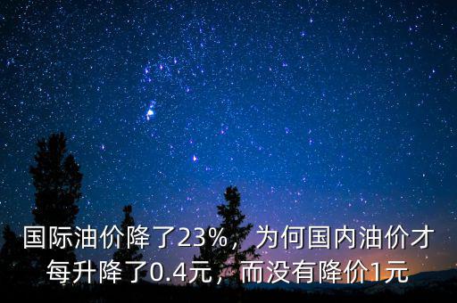 國際油價(jià)降了23%，為何國內(nèi)油價(jià)才每升降了0.4元，而沒有降價(jià)1元