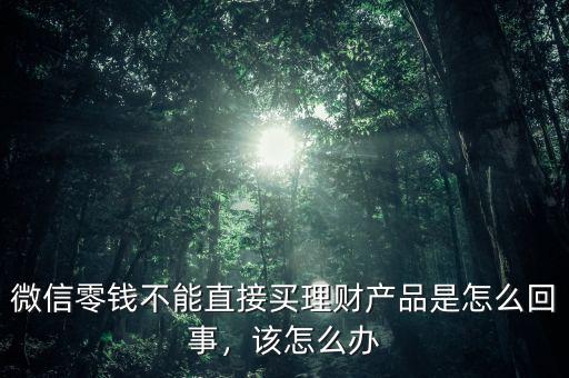 微信零錢不能直接買理財產(chǎn)品是怎么回事，該怎么辦