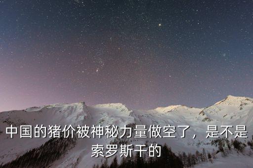 中國的豬價被神秘力量做空了，是不是索羅斯干的