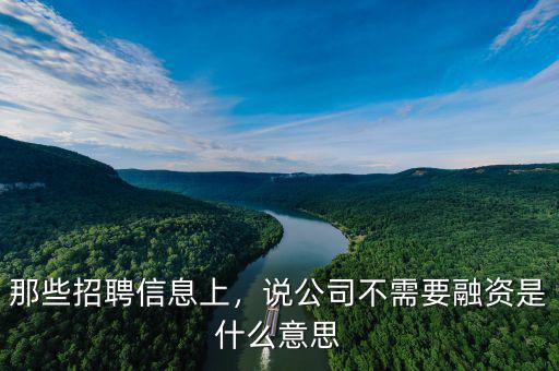 那些招聘信息上，說公司不需要融資是什么意思