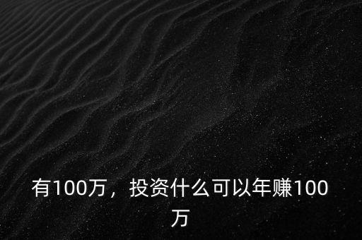 有100萬，投資什么可以年賺100萬