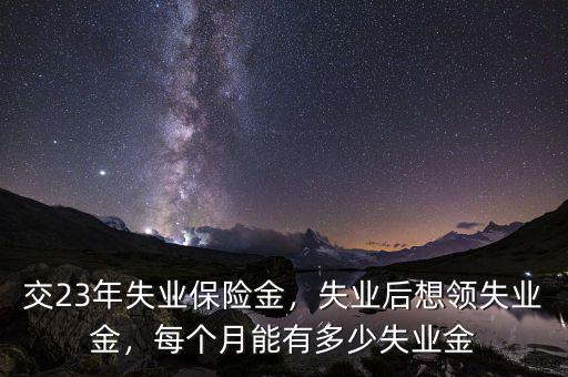 交23年失業(yè)保險金，失業(yè)后想領(lǐng)失業(yè)金，每個月能有多少失業(yè)金