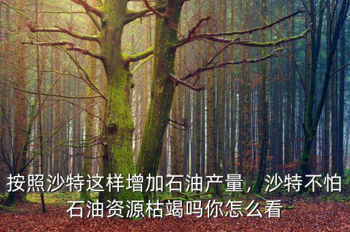 按照沙特這樣增加石油產(chǎn)量，沙特不怕石油資源枯竭嗎你怎么看