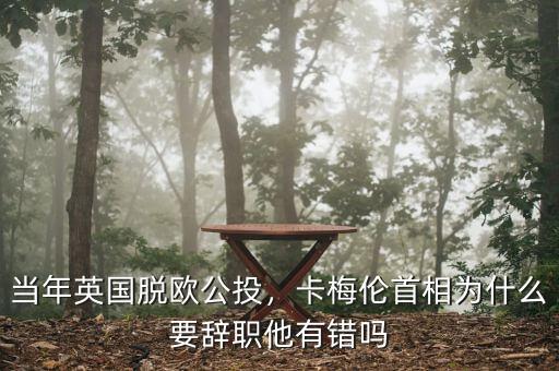 當(dāng)年英國(guó)脫歐公投，卡梅倫首相為什么要辭職他有錯(cuò)嗎