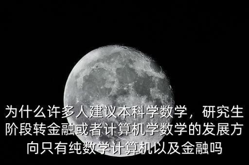 為什么許多人建議本科學(xué)數(shù)學(xué)，研究生階段轉(zhuǎn)金融或者計算機學(xué)數(shù)學(xué)的發(fā)展方向只有純數(shù)學(xué)計算機以及金融嗎