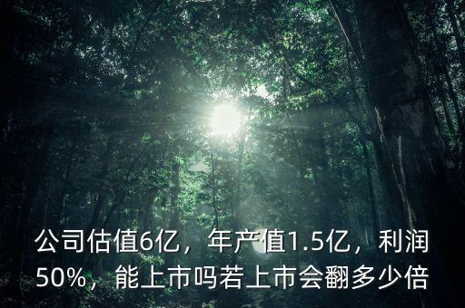 公司估值6億，年產(chǎn)值1.5億，利潤(rùn)50%，能上市嗎若上市會(huì)翻多少倍