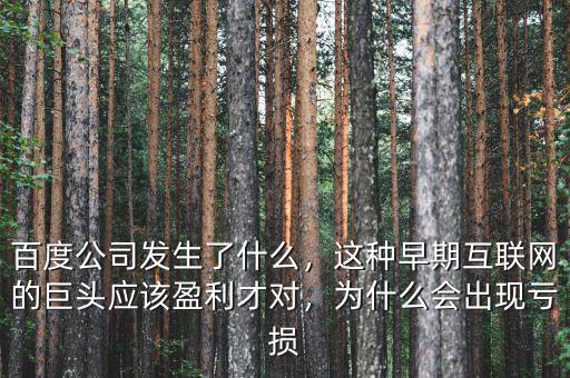百度公司發(fā)生了什么，這種早期互聯(lián)網(wǎng)的巨頭應(yīng)該盈利才對，為什么會出現(xiàn)虧損