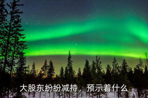 大股東紛紛減持，預(yù)示著什么