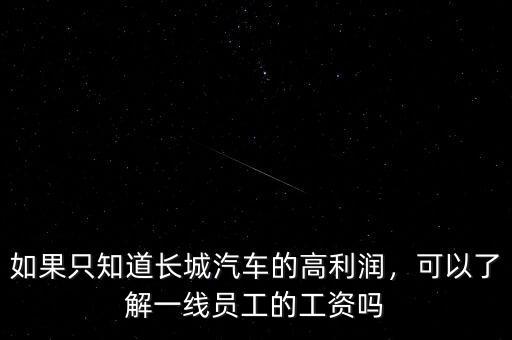 如果只知道長城汽車的高利潤，可以了解一線員工的工資嗎