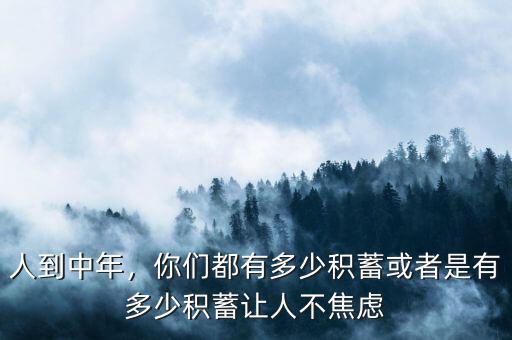 人到中年，你們都有多少積蓄或者是有多少積蓄讓人不焦慮