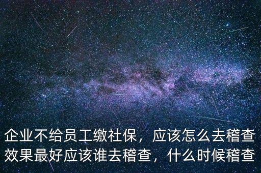 企業(yè)不給員工繳社保，應(yīng)該怎么去稽查效果最好應(yīng)該誰去稽查，什么時候稽查