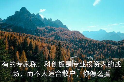 有的專家稱：科創(chuàng)板是專業(yè)投資人的戰(zhàn)場，而不太適合散戶，你怎么看