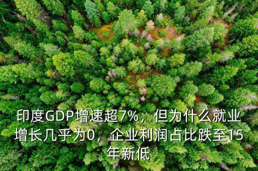 印度GDP增速超7%，但為什么就業(yè)增長幾乎為0，企業(yè)利潤占比跌至15年新低