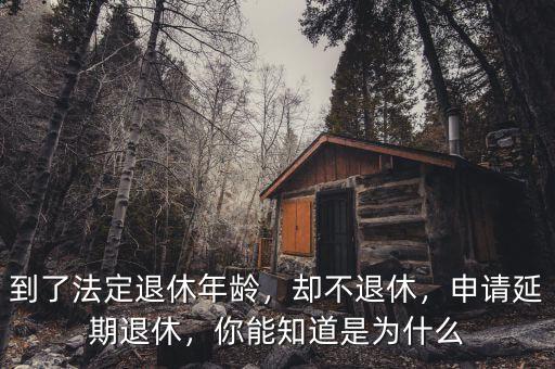 到了法定退休年齡，卻不退休，申請(qǐng)延期退休，你能知道是為什么