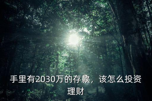 手里有2030萬(wàn)的存款，該怎么投資理財(cái)