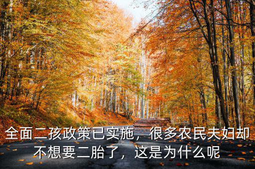 全面二孩政策已實(shí)施，很多農(nóng)民夫婦卻不想要二胎了，這是為什么呢