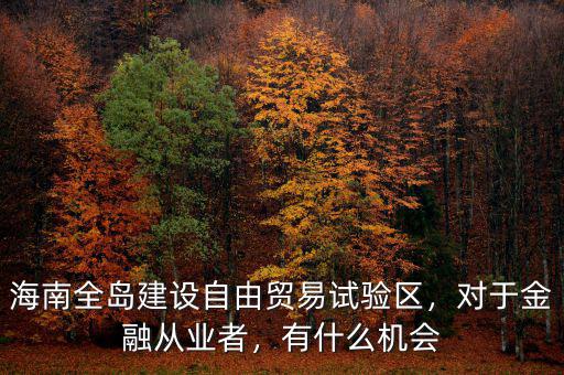 海南全島建設自由貿(mào)易試驗區(qū)，對于金融從業(yè)者，有什么機會