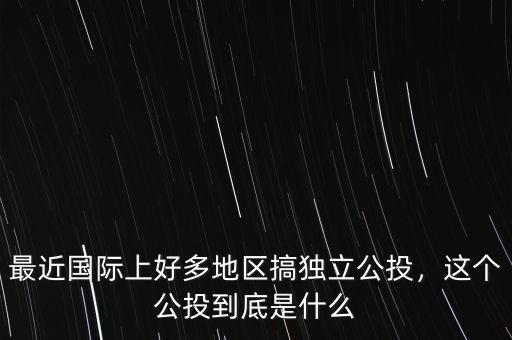 最近國(guó)際上好多地區(qū)搞獨(dú)立公投，這個(gè)公投到底是什么