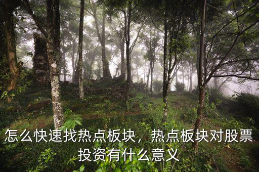 怎么快速找熱點(diǎn)板塊，熱點(diǎn)板塊對(duì)股票投資有什么意義