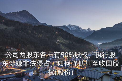 公司兩股東各占有50%股權(quán)，執(zhí)行股東涉嫌非法侵占，如何降低甚至收回股權(quán)(股份)