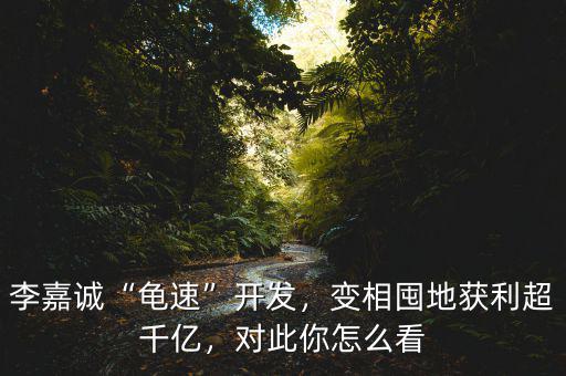 李嘉誠“龜速”開發(fā)，變相囤地獲利超千億，對(duì)此你怎么看