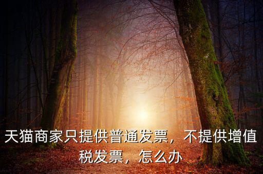 天貓商家只提供普通發(fā)票，不提供增值稅發(fā)票，怎么辦